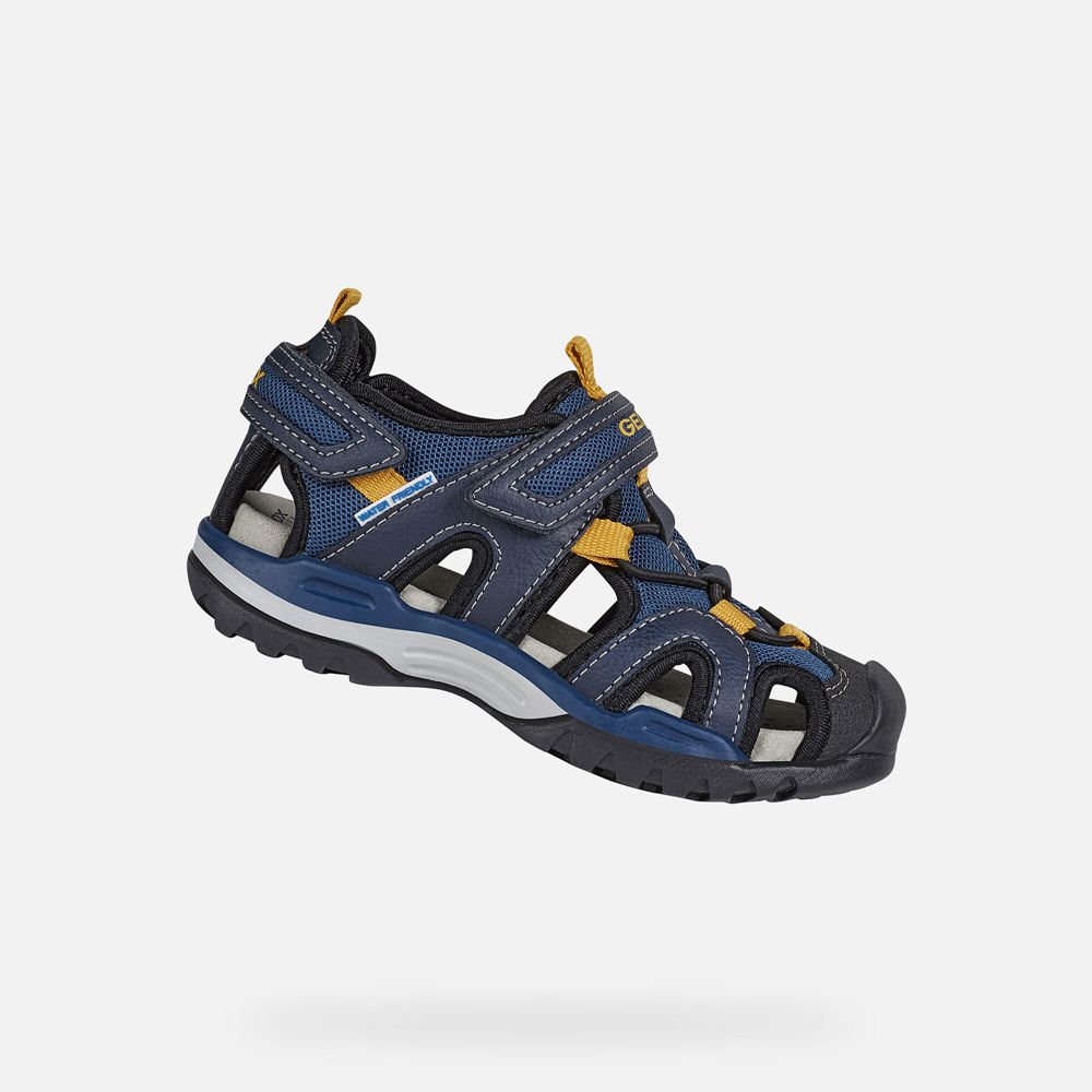 Sandalias Geox Menino Azul Marinho/Amarelas - Borealis - UOBSF9048